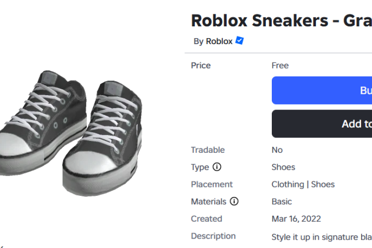 Simak Tutorialnya! Cara Mendapatkan Item Sneakers Gray Gratis di Roblox! Hias Avatarmu Jadi Lebih Keren